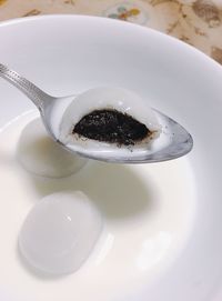 High angle view of breakfast on table