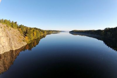 Idyllic shot of lake against clear sky