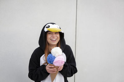 Woman in costume standing outdoors