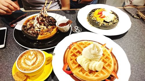 High angle view of food on table