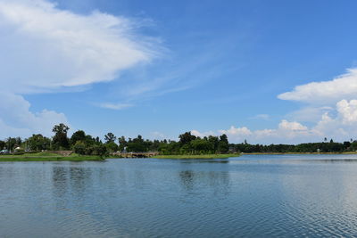 Scenic view of lake against sky