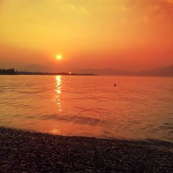 Scenic view of sea at sunset