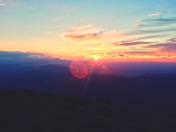 Scenic view of landscape against sky during sunset