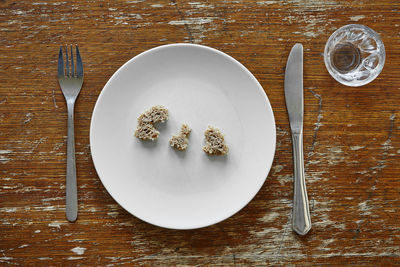 High angle view of breakfast on table