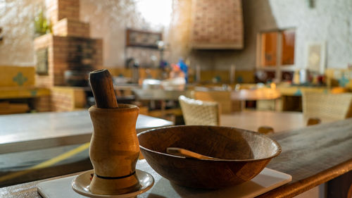 Close-up of tea served on table in restaurant