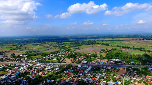 Aerial view of landscape against sky