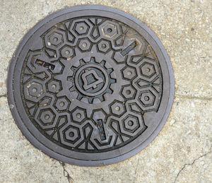 High angle view of manhole