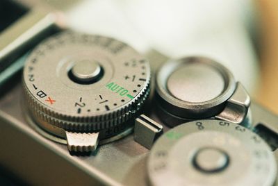 Close-up of camera on table