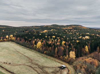 Panoramic view of field against sky