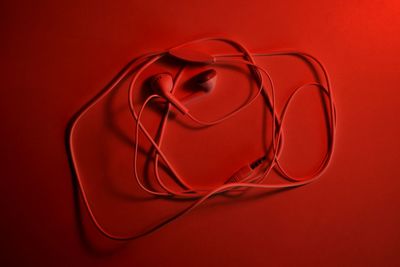 High angle view of heart shape on table