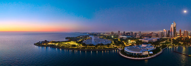 High angle view of city at waterfront