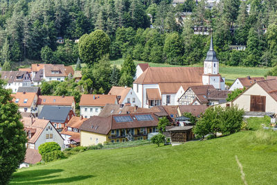 Scenic view of an upper franconian village with a church