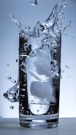 Close-up of ice cubes in glass