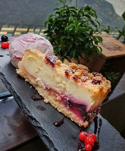 Close-up of cake on table