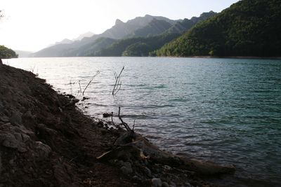 Scenic view of lake against sky