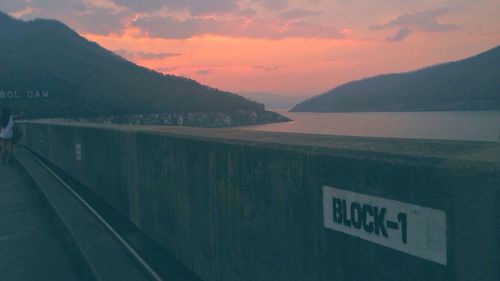 Scenic view of mountains at sunset