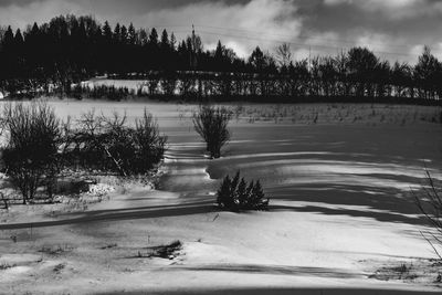 Scenic view of frozen lake against sky