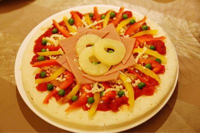 Close-up of pasta in plate on table