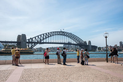 View of people in city at seaside