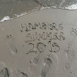 Close-up of text on water