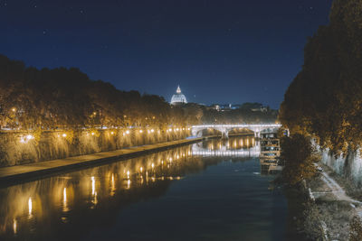 Bridge over river at night