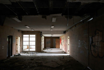 Empty corridor in abandoned building