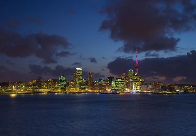 Illuminated cityscape at night