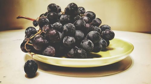 Close-up of fruits in plate