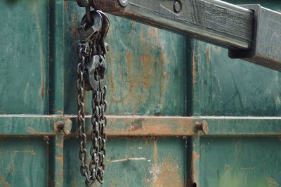 Close-up of old rusty metal door