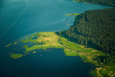 High angle view of lake