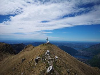 Scenic view of landscape and mountains against sky