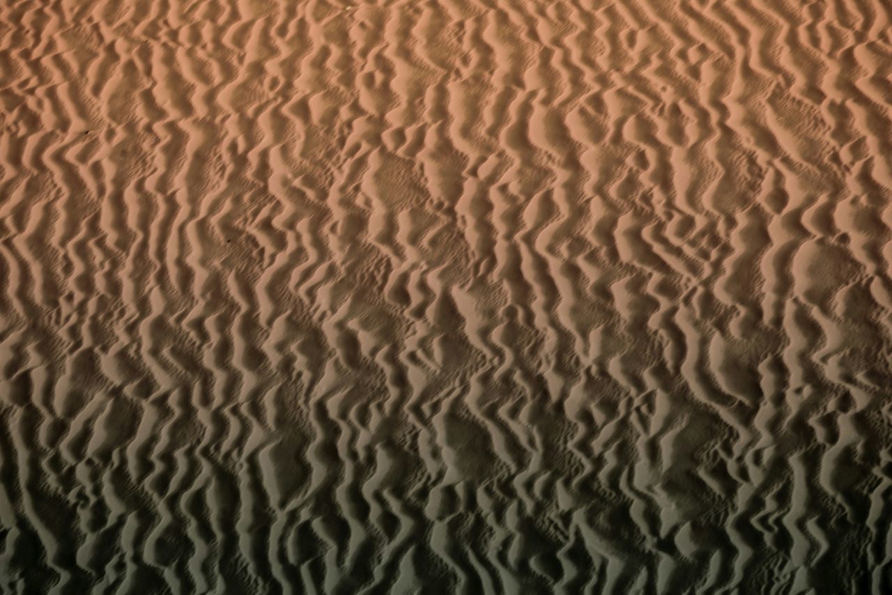 full frame, backgrounds, pattern, natural pattern, textured, design, sand, high angle view, rippled, nature, no people, wave pattern, water, close-up, tranquility, abstract, day, beach, outdoors, beauty in nature