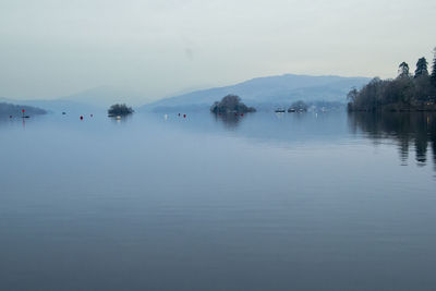 Scenic view of lake against clear sky