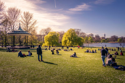 People at park against sky