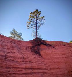 Low angle view of rock against sky