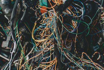 Full frame shot of messy wires