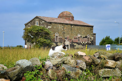 View of a building by the rock