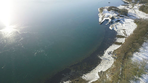 High angle view of rocks on beach