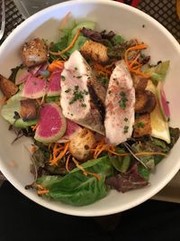 High angle view of meal served in plate