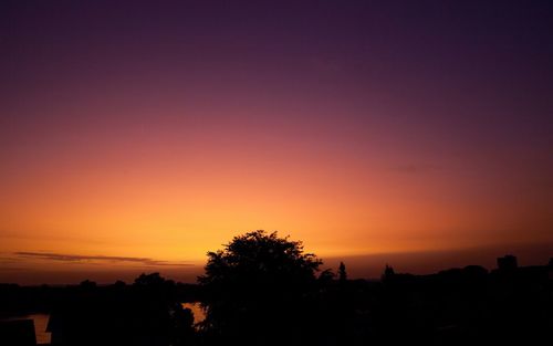 Silhouette trees against sky during sunset
