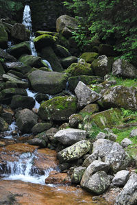 Stream flowing through rocks in river