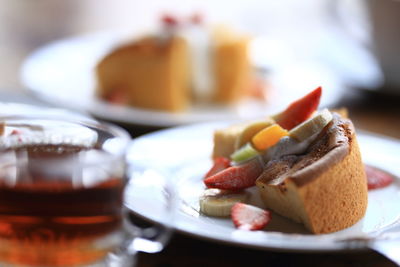 Close-up of cake served in plate