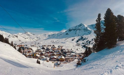 Panoramic view of landscape against sky during winter