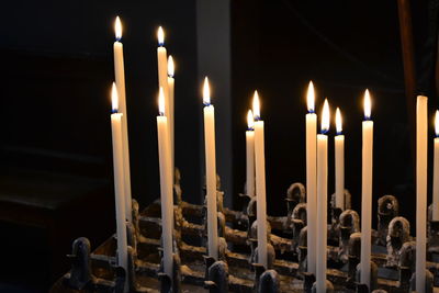 Close-up of illuminated candles