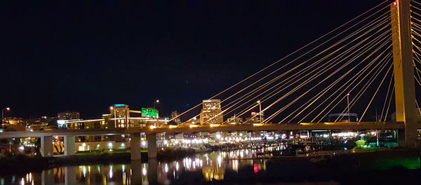 Bridge over river at night