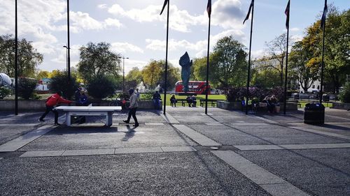 People in park against sky