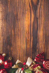 Directly above shot of christmas decorations on table