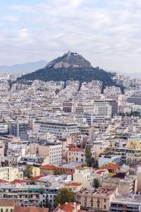 High angle view of townscape against sky