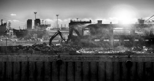 Demolished buildings in city