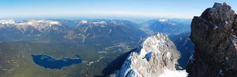 Panoramic view of snow covered mountains